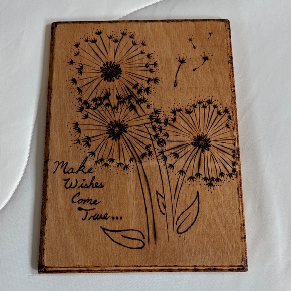 Other - Wooden Dandelion Art Plaque Make Wishes Come True